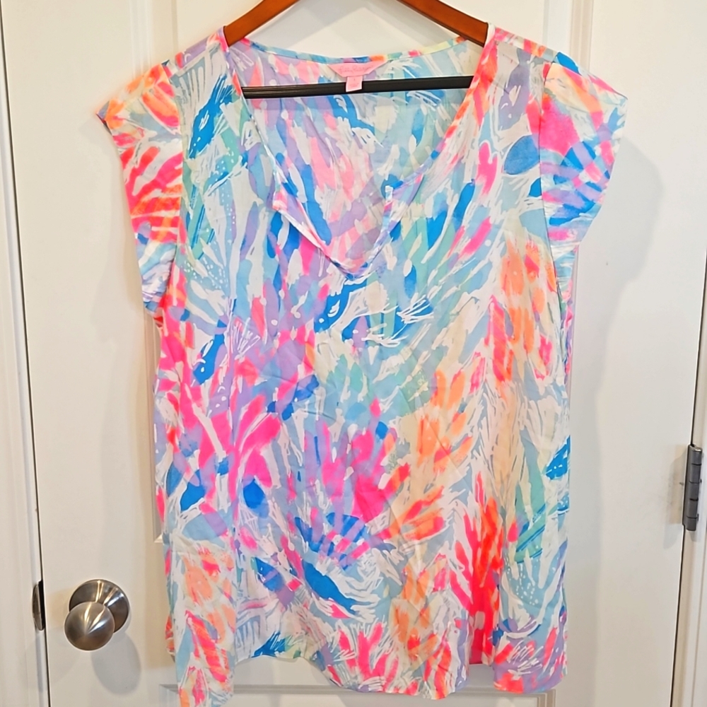 EUC Lilly Pulitzer Flutter Sleeve Blouse